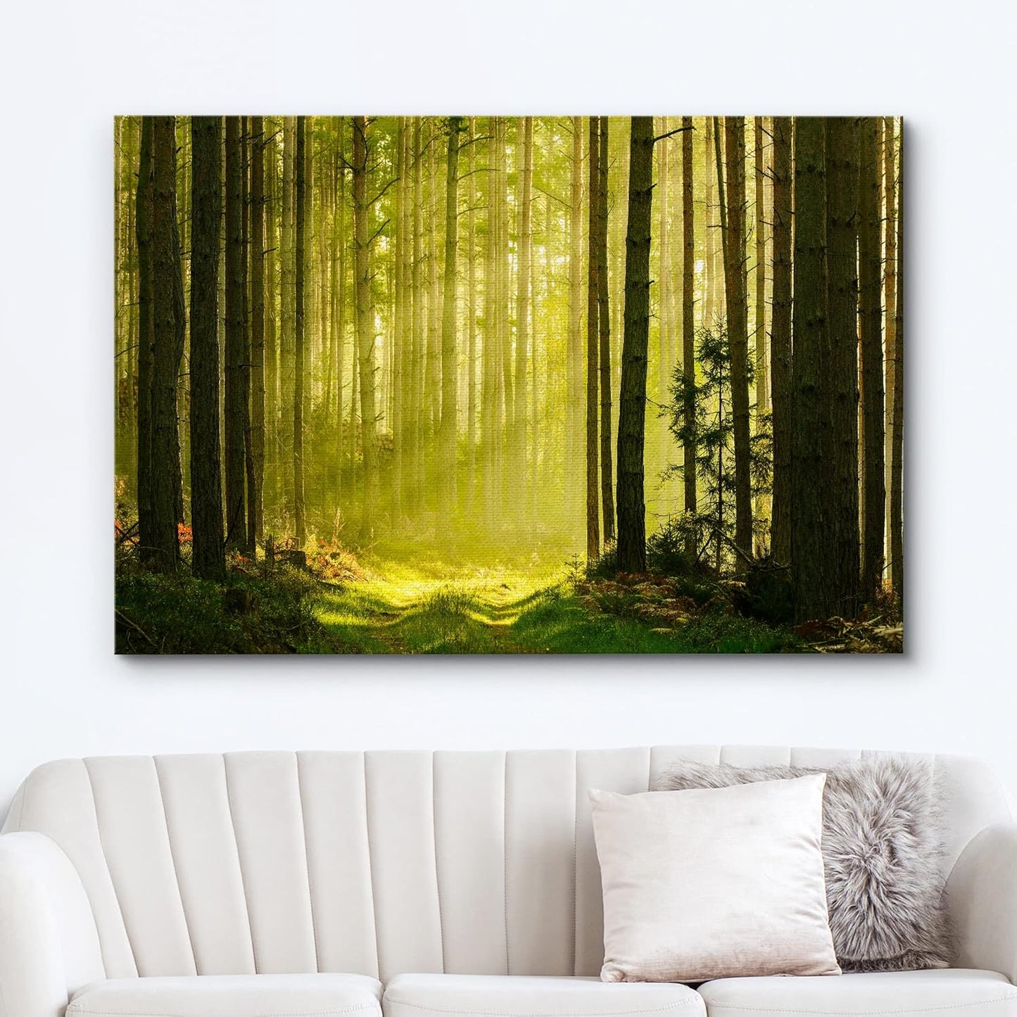 wall26 Canvas Print Wall Art Springtime Summer Sunlight Green Forest Nature Wilderness Photography Realism Earth Scenery Rustic Scenic Landscape Colorful for Living Room, Bedroom, Office - 32"x48"