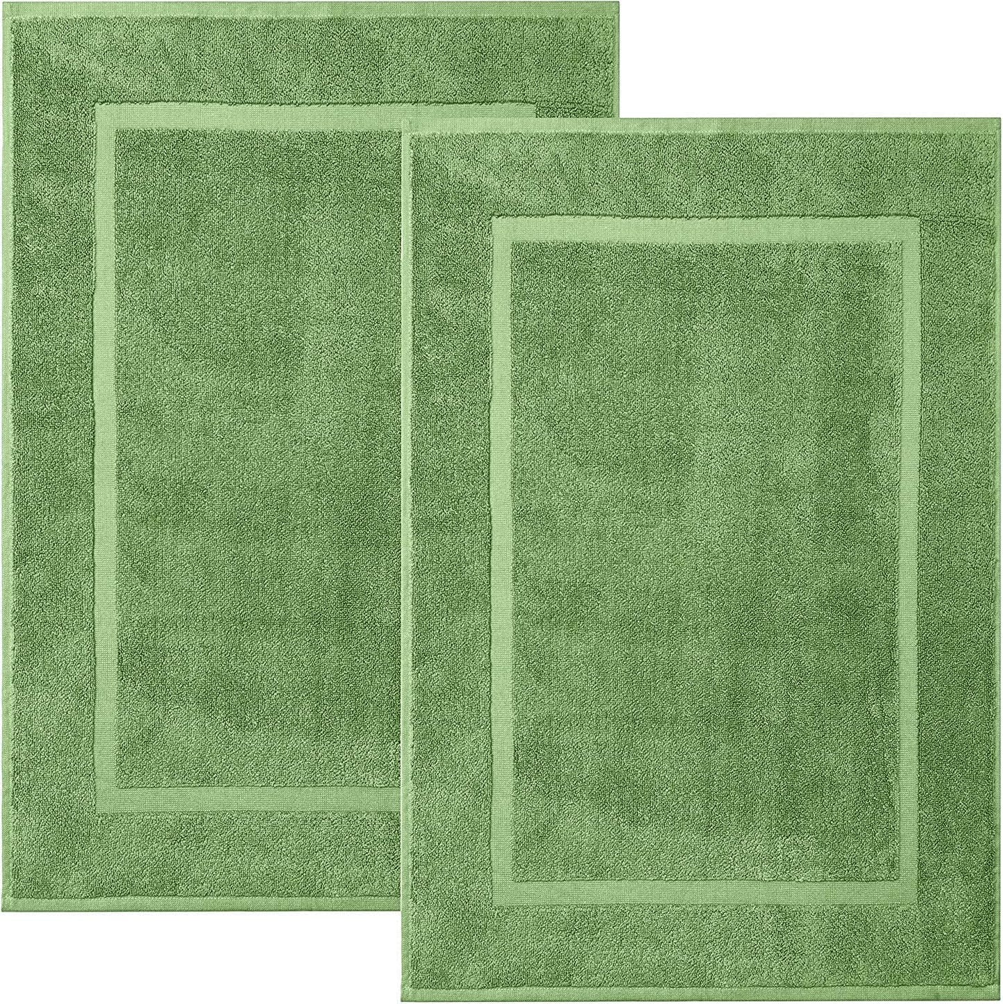 DAN RIVER Classic Cotton Bath Mats Set of 2 – Not a Bathroom Rug, Ultra Soft, Highly Absorbent & Machine Washable Bath Mat Towel for Bathroom Floor Mat – Durable, Quick-Dry, 21x34 Inches, Sage Green