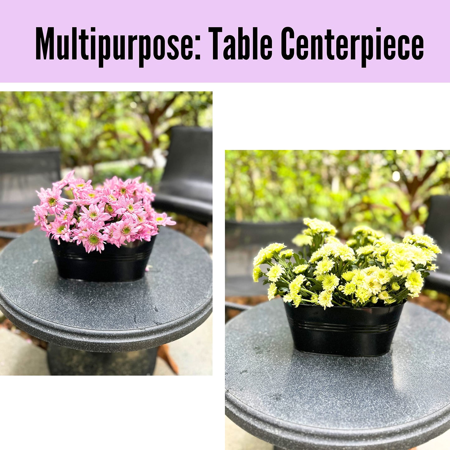 LaLaGreen Rail Planter Outdoor Plants (11.8 Inch, 2 Pack) Black Metal Iron Fence Hanging Flower Pots Deck Railings Buckets Countryside Boho Style Wall Mount Window Box Plant Holder Hooks Porch Decor