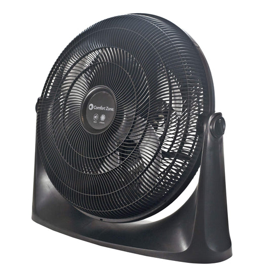 Comfort Zone Powrcurve High Velocity Floor Fan With Wall-Mounting Capabilities, 20 Inch, 3 Speed, 180 Degree Adjustable Tilt, Id