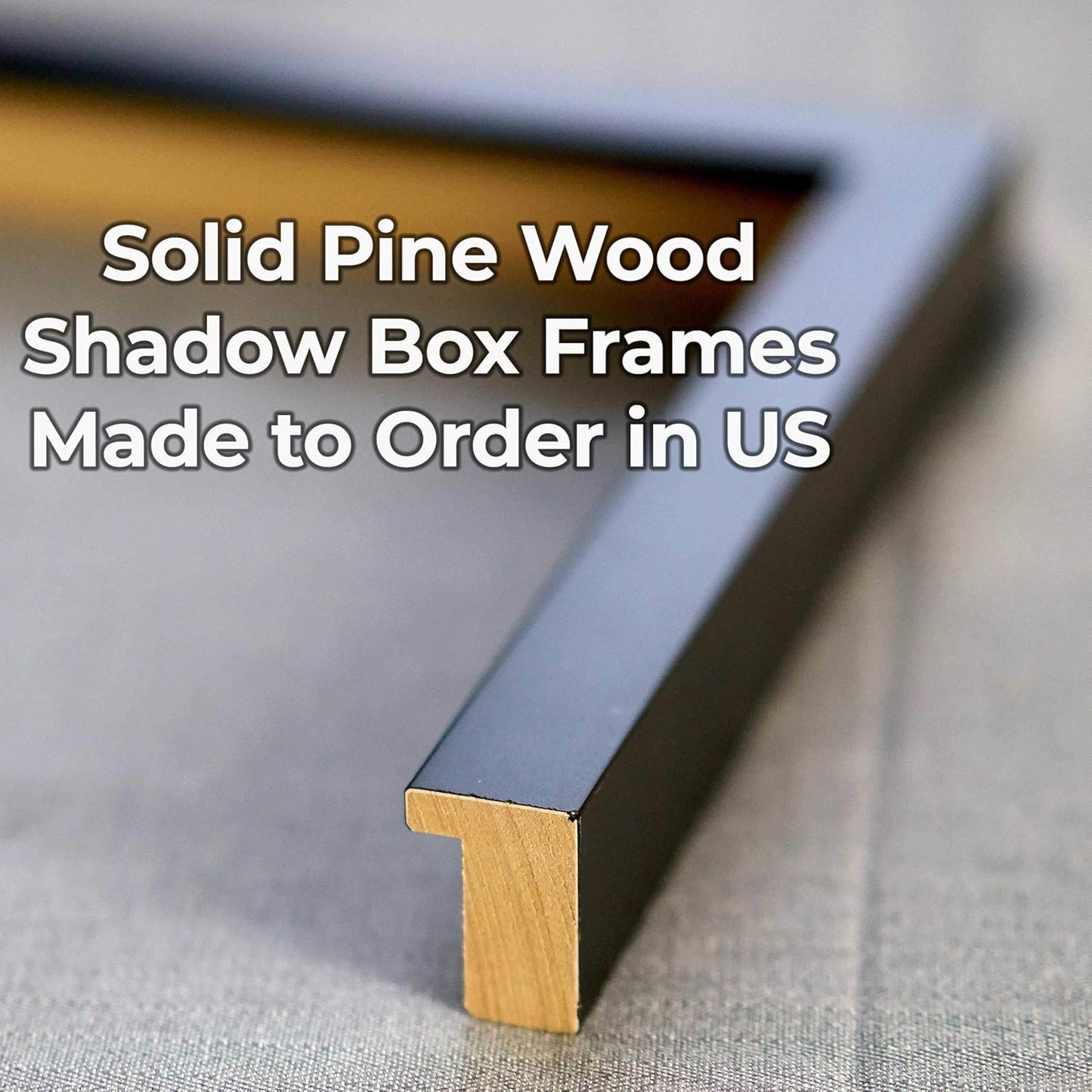 16x20 Shadow Box Black Solid Wood Frames Depth of 3/4" Includes UV Acrylic Plexiglass, Acid Free Backing and Hanging Hardware