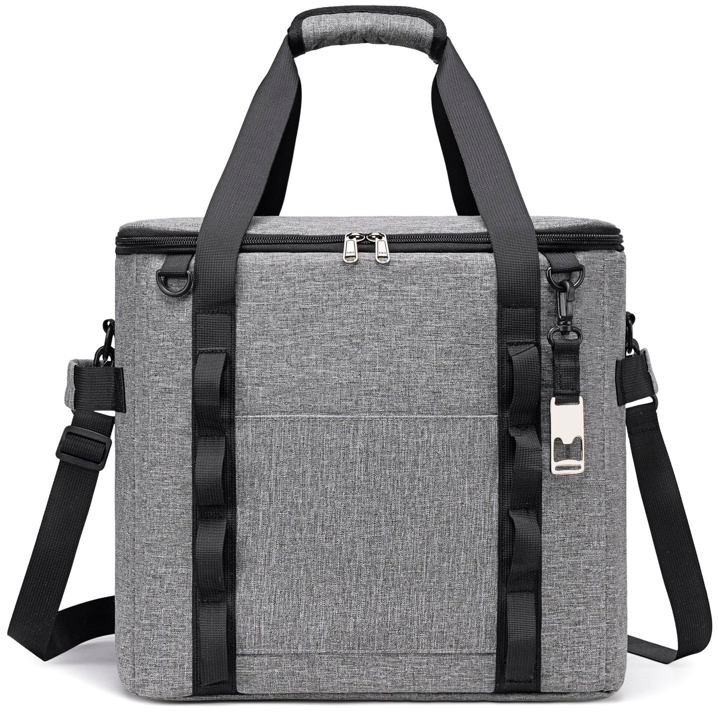 TuErcao Small Insulated Cooler Bag, 10"x10"x10" 30 Can Leak Proof Portable Collapsible Soft Ice Chest for Beach Hiking Picnic Lunch Camping Car Road Trips, Light Grey