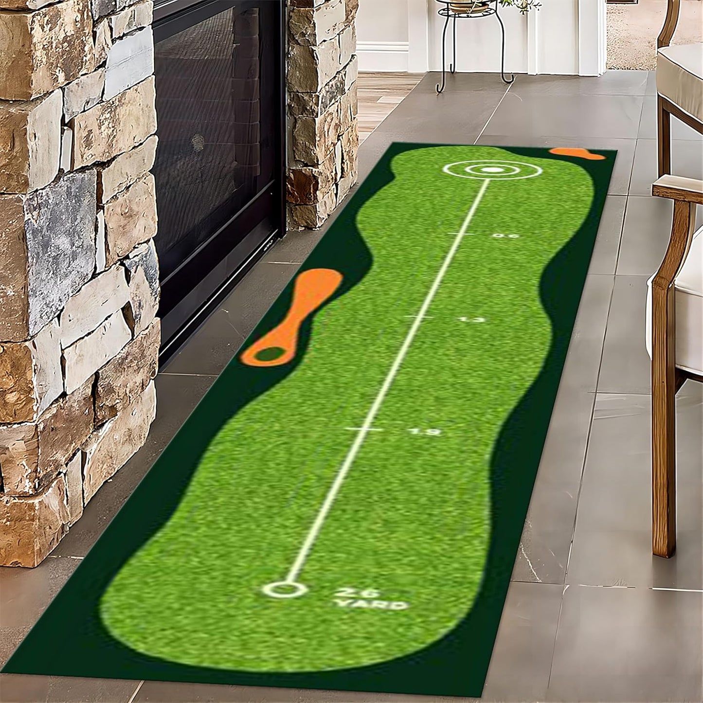 Sports Theme Rugs for Indoor, 2x10ft, Green Lawn Hallway Carpet, Reduce Noise Breathable Durable Entry Carpet, Non-Shedding Pet Friendly Foldable Area Rug for Indoor Entry Entryway