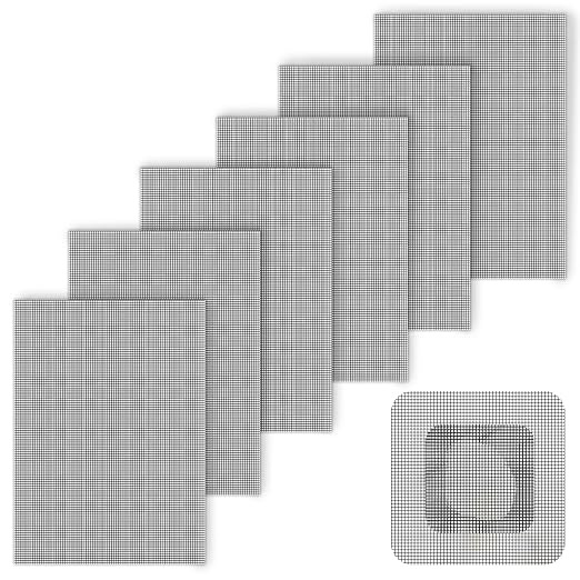 Matenf Window Screen Repair Patch, 6 Patches, 7"x 5"(18cm x 13cm), Black, 3-Layer Strong Adhesive Window Screen Mesh Tape, Repair Kit, Repair for Window and Door Screen Tears Holes