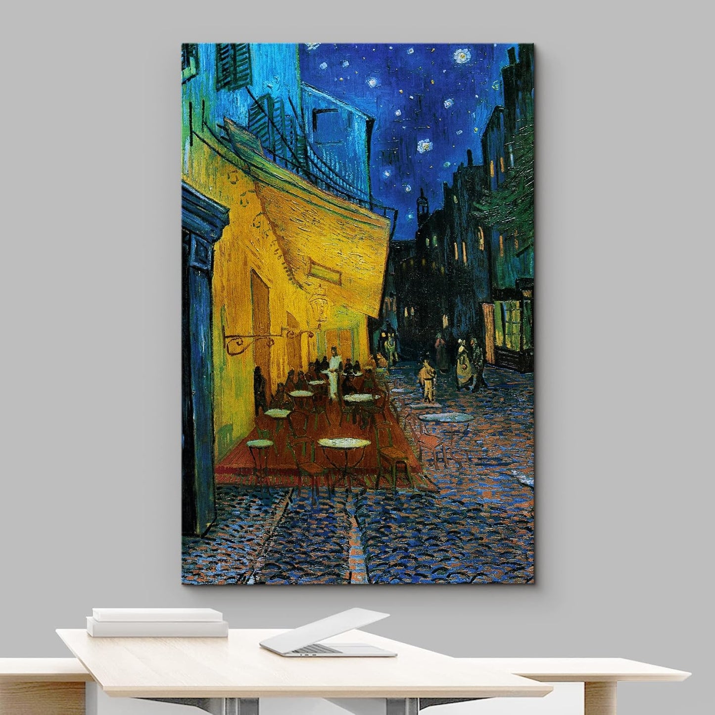 wall26 Canvas Print Wall Art Cafe Terrace at Night by Master Artist Vincent Van Gogh Nature Wilderness Illustrations Fine Art Relax/Calm Multicolor for Living Room, Bedroom, Office - 24"x36"