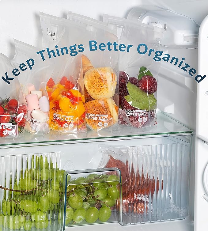Variety Slider Storage Bags, 4 Sizes- 145 Count, Expandable Bottom, Microwave-Safe, Zero BPA