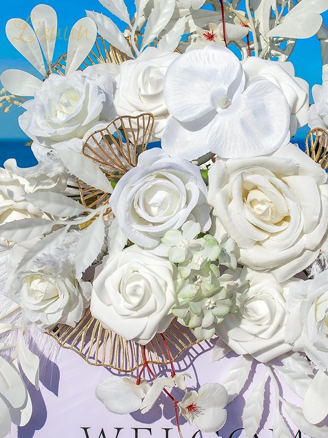 Wedding Arch Flowers, Artificial Flowers for Decoration, Large Flower Swag for Boho Styles Wedding Ceremony Floral Decor - Pack of 2