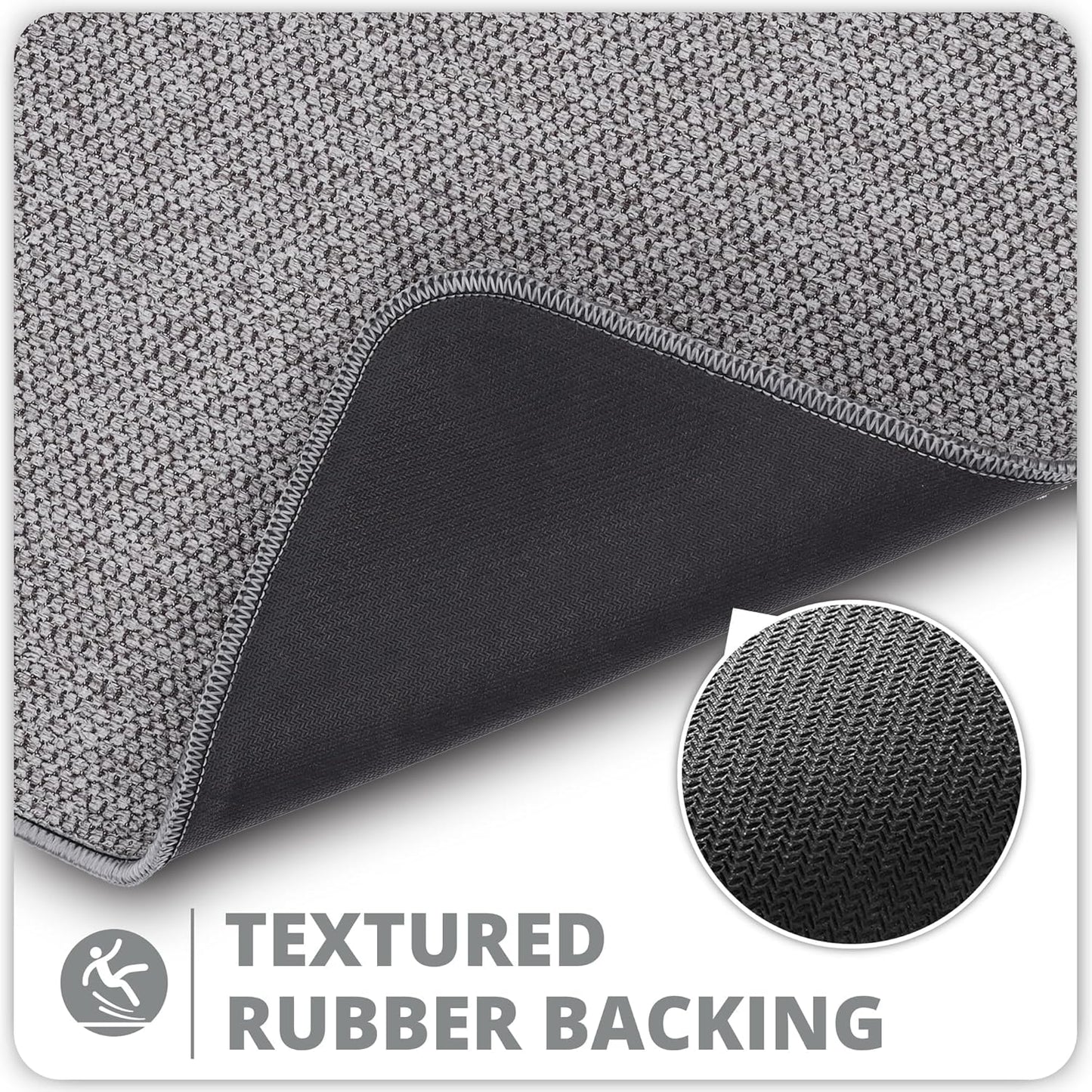 Bath Mat,Ultra Thin Bathroom Rugs,Rubber Bath Mats for Bathroom,No Slip Bath Rugs,Quick Dry,Machine Washable,Low Pile,Absorbent,Shower Outside,Sink,Home Decor Accessories.Grey,1'5"x2'3"(2 Pack)