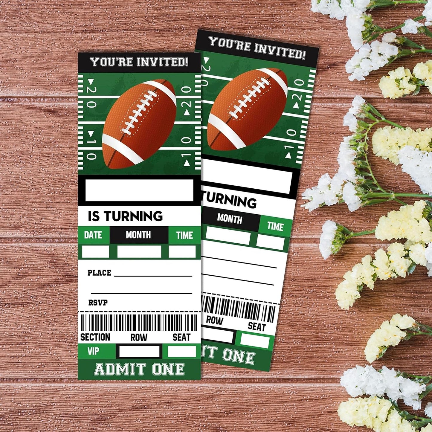 Football Game Ticket Invite Cards-Football Birthday Invitation with Envelopes for Teens kids Adults-Sports Birthday Cards-Party Favor & Supplies (20 Packs)-A17