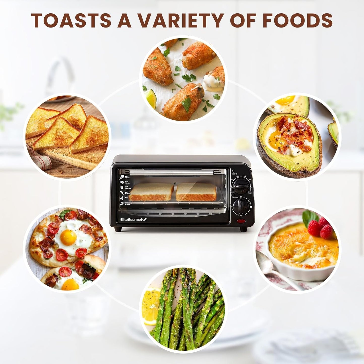 ETO236 Personal Compact 2 Slice Countertop Toaster Oven with 15 Minute Timer & Adjustable Temperature, Bake, Broil, & Toast, Black