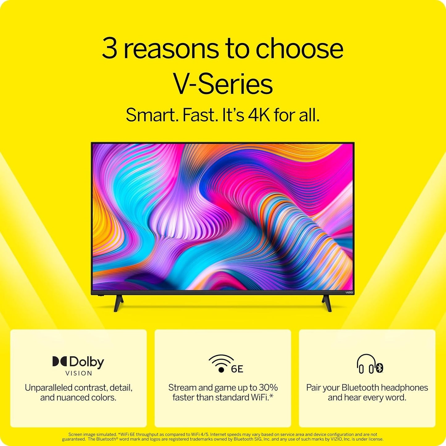55-Inch V-Series 4K LED HDR Smart TV W/Dolby Vision, Wifi 6E, Bluetooth Headphone Capable, Gaming Engine & Alexa Compatibility, V555M-K01, 2023 Model