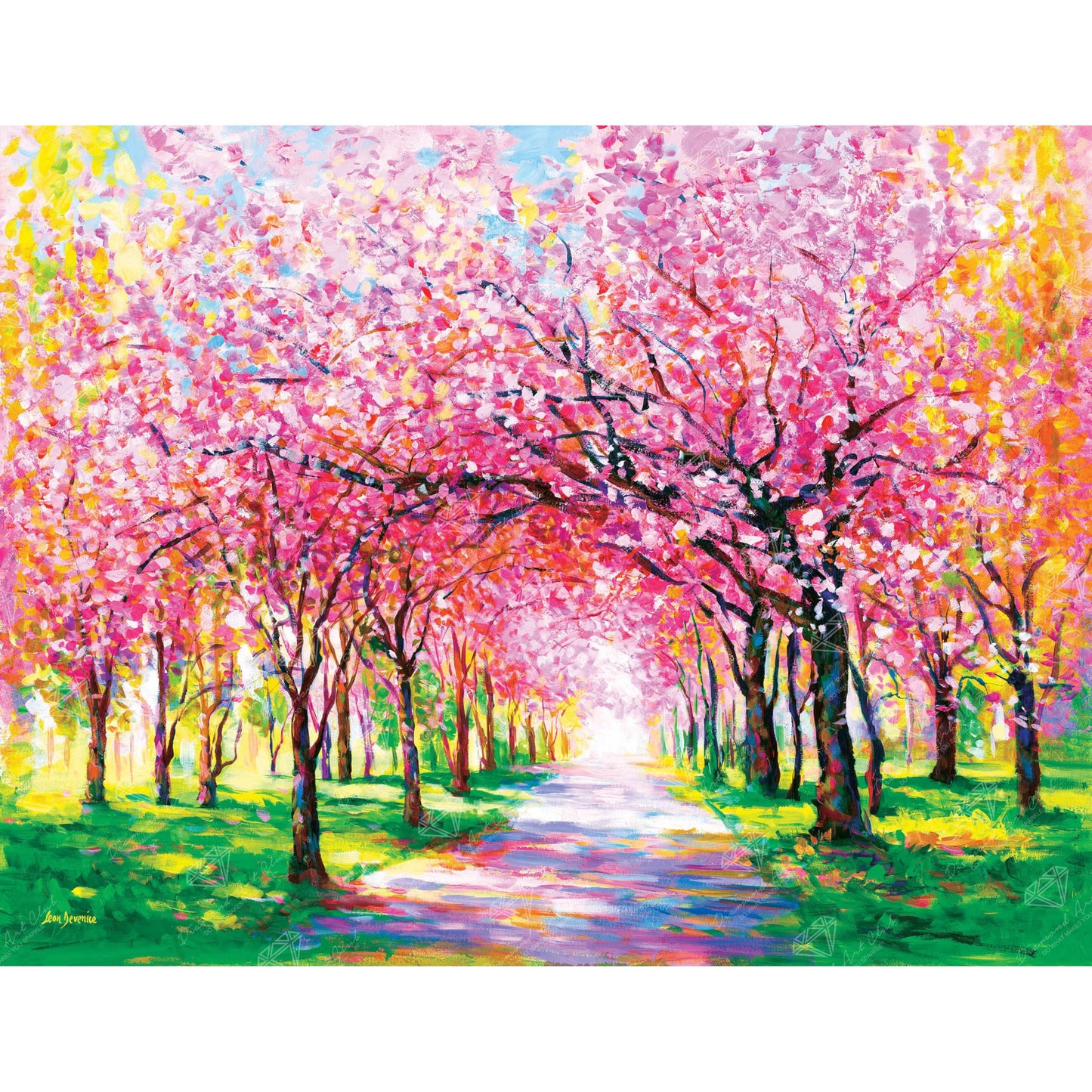 DIAMOND ART CLUB Cherry Blossom Trees Diamond Painting Kit, Fun DIY Crafts for Adults, Round Diamond Art Canvas, 17" x 13" (42.6 cm x 32.8 cm)