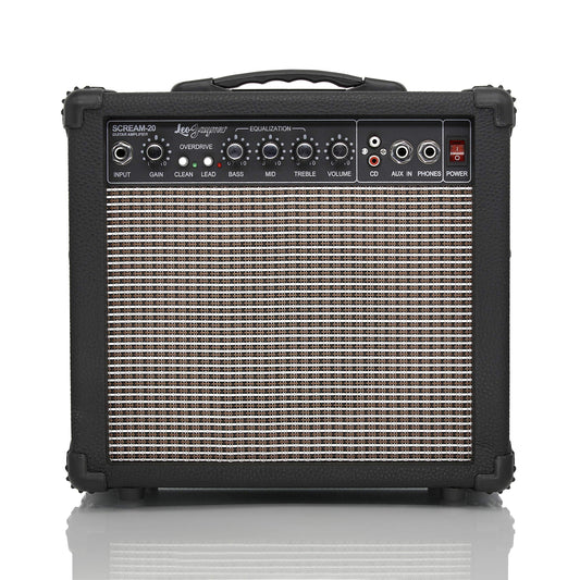 Leo Jaymz 20W Electric Guitar Amplifier - Clean and Distortion Channel - 3 Band Equalization and CD Line Input - Recording Studi