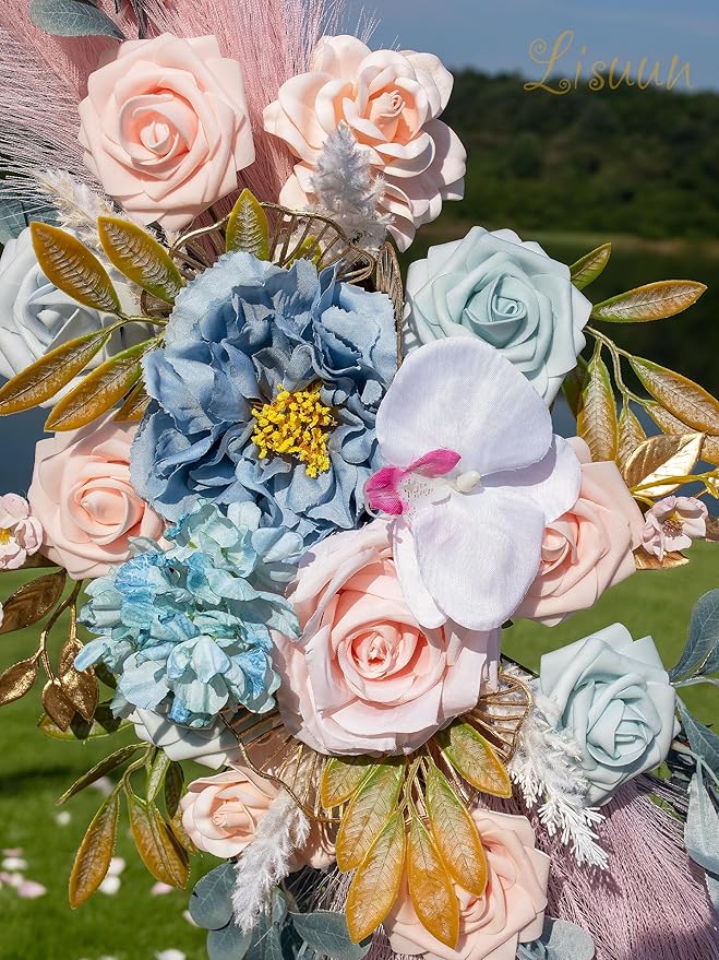 Wedding Arch Flowers, Artificial Flowers for Decoration, Large Flower Swag for Boho Styles Wedding Ceremony Floral Decor - Pack of 2