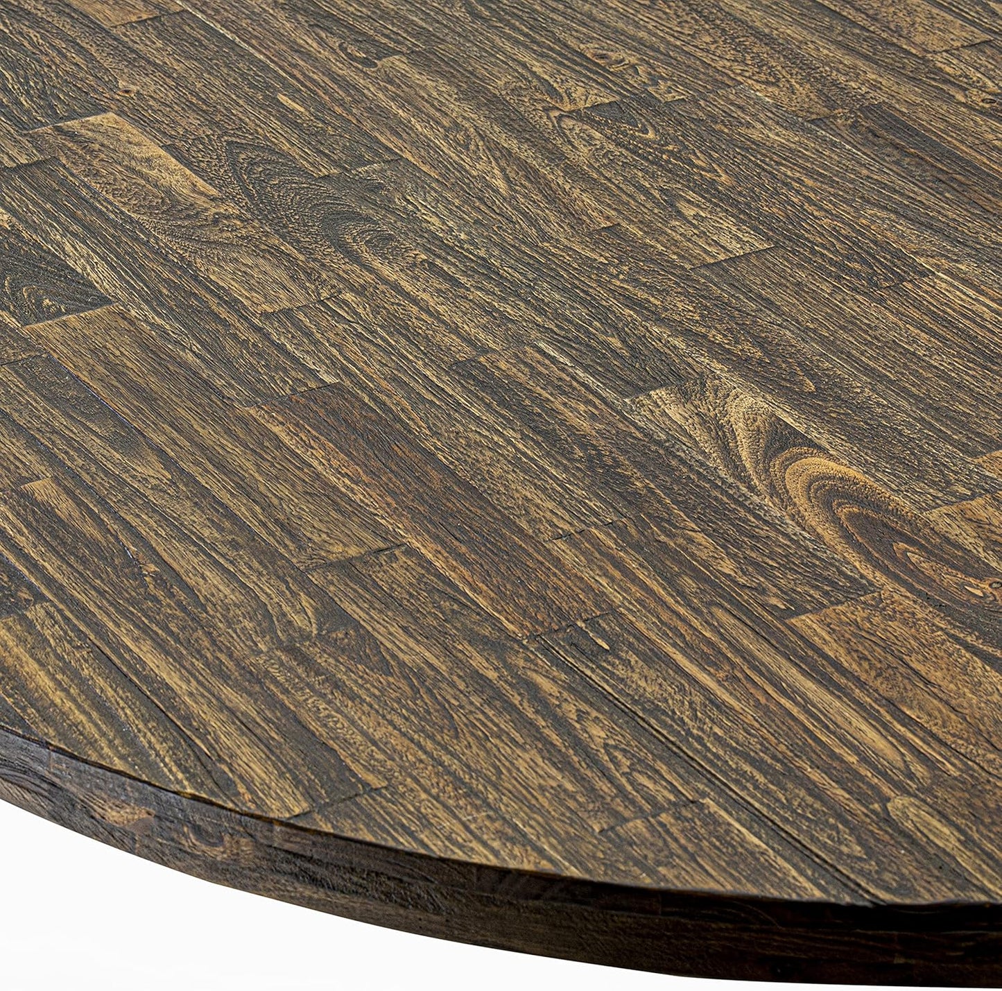 East West Furniture I3MZ7-748 7 Piece Dining Room Table Set Consist of a Round Dining Table with Pedestal and 6 Coffee Linen Fabric Upholstered Chairs, 48x48 Inch, Distressed Jacobean