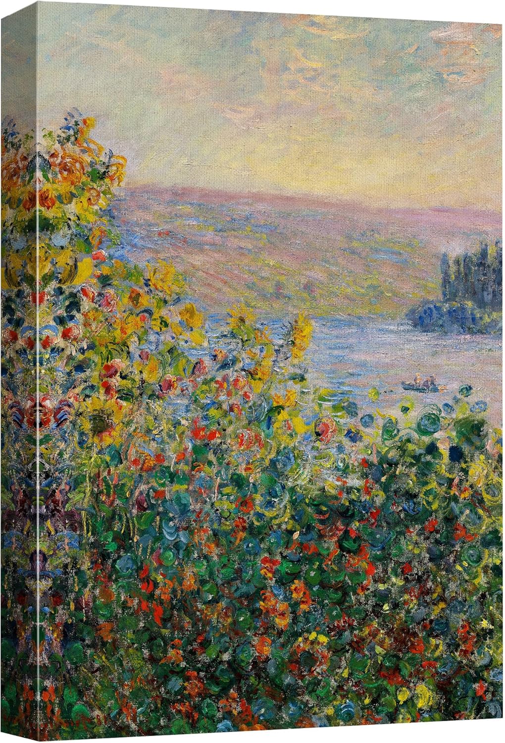 wall26 - Claude_Monet - Flower Beds at Vetheuil - Impressionist Modern Art - Canvas Art Home Art - 32x48 inches