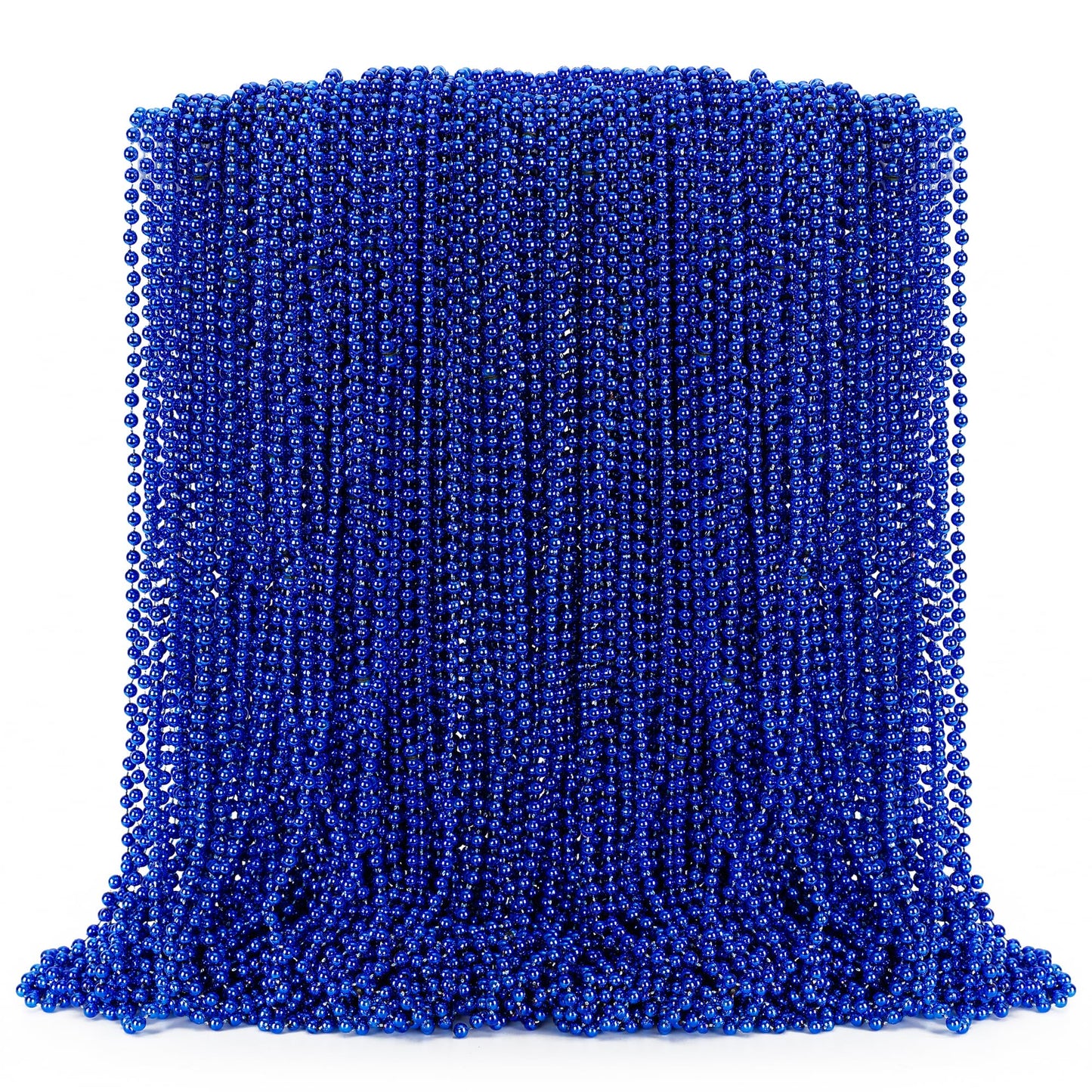 EOBOH 100PCS Mardi Gras Beads Necklace, Blue Bead Necklaces Stuff Bulk, 33" Christmas Necklace Party Supplies, Festival Parade Throw Accessories for Wedding Birthday Pirate Theme Party Decor