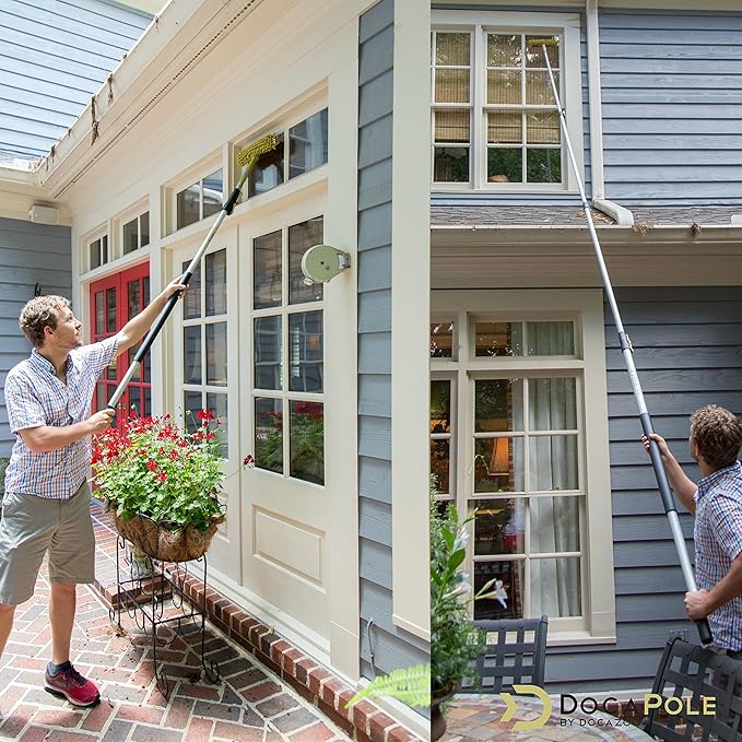 DOCA Telescoping Pole Attachment - Extension Pole for Cleaning, Feather Duster, Window Washing Kit, Paint Roller, Window Squeegee - High Reach Extendable Kit for Indoor & Outdoor - Squeegee Scrubber
