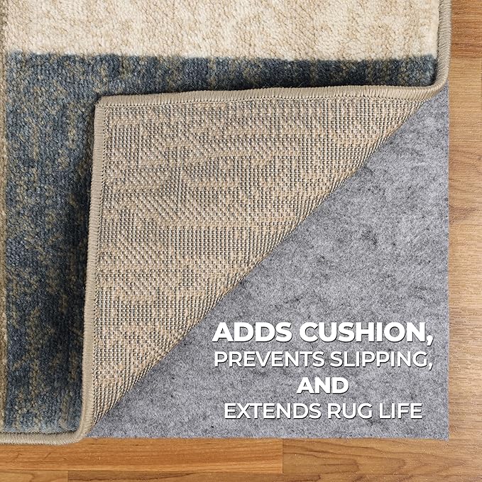Superior Indoor Area Rug Pad, Non-Slip, Non-Skid, Floor Protector, Hardwood and Tile Floor Padding, Furniture Protector Pad, Carpet Gripper Mat, Felt and Rubber Rug Grip, Lima Collection, 2' 7" x 8'