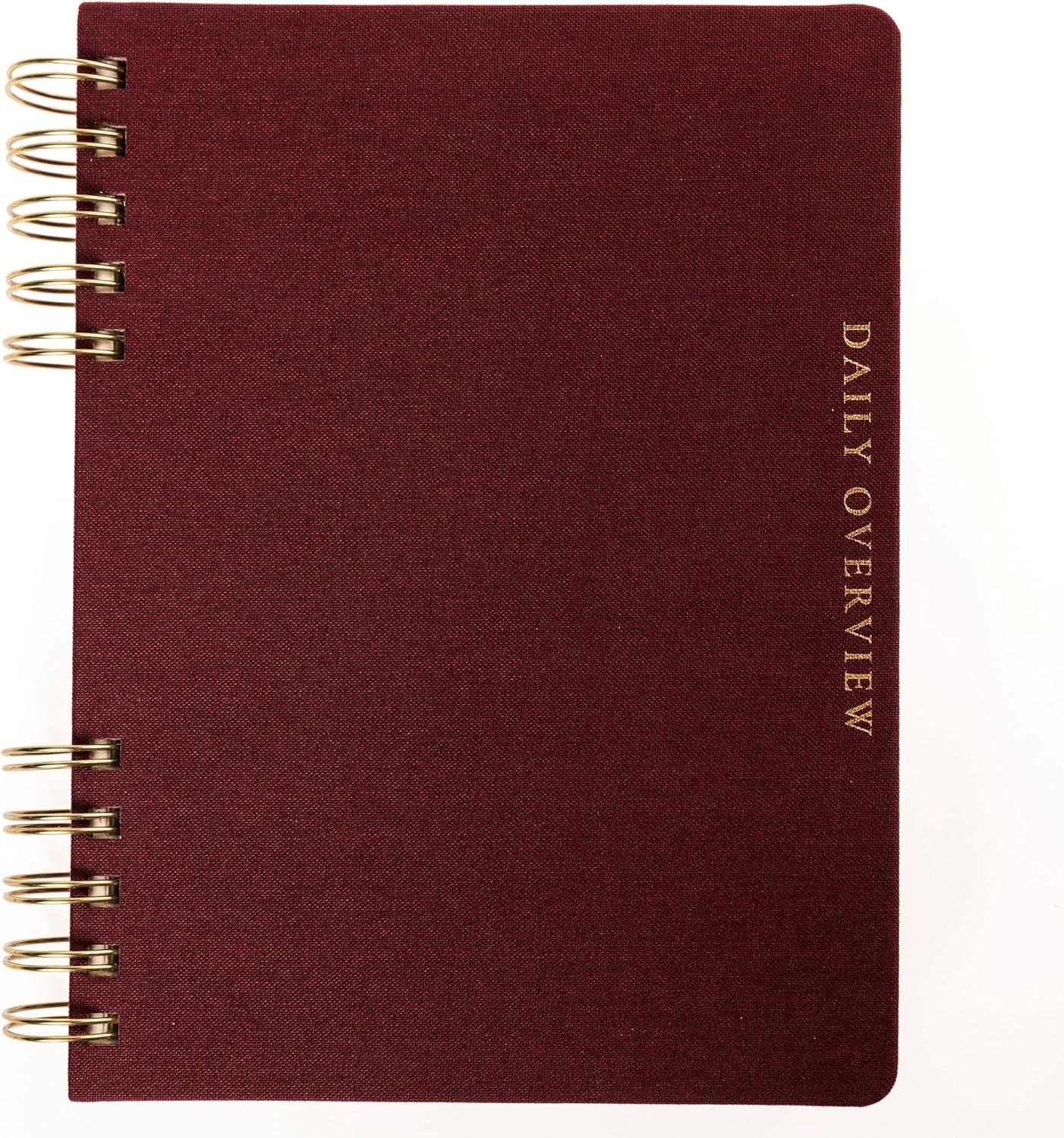 Daily Task Journal by Graphique Luxe Collection, Fabric-Wrapped Hardcover Spiral Notebook for Planning & Writing, Priority List Planner with Magnetic Bookmarks & Gold Foil Embossing,192 Pages, 6” x 8”, Plum Red