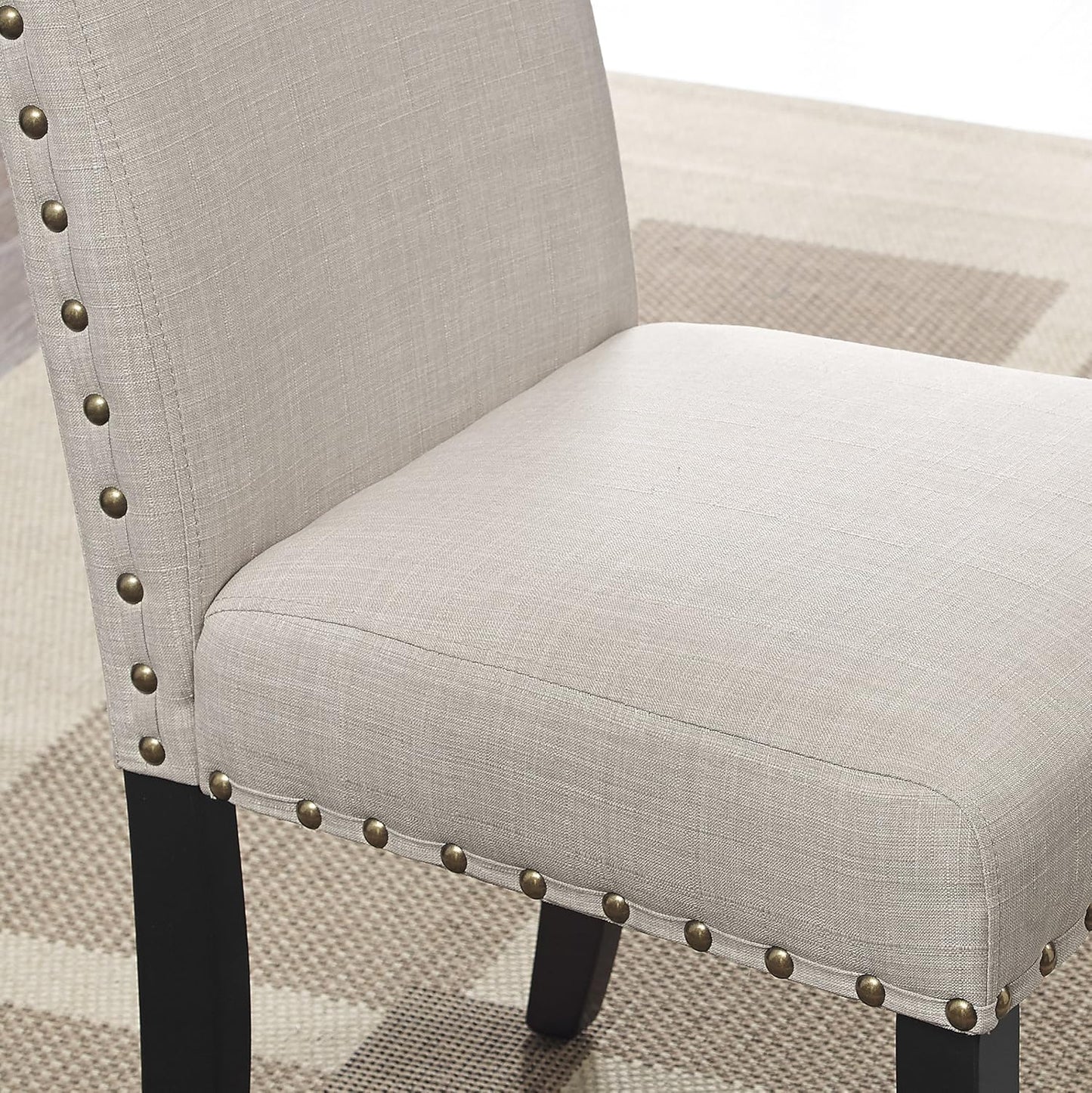 Roundhill Furniture Biony Fabric Bar Stools with Nailhead Trim (Set of 2), Tan