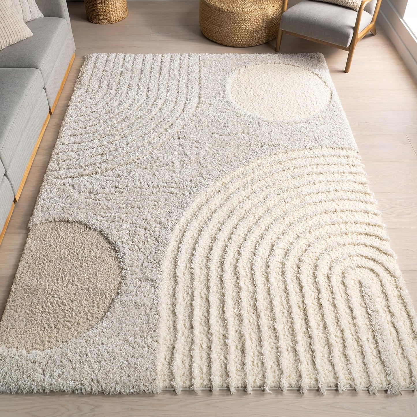 nuLOOM Gloria Abstract Shag Area Rug, 10x14, Beige