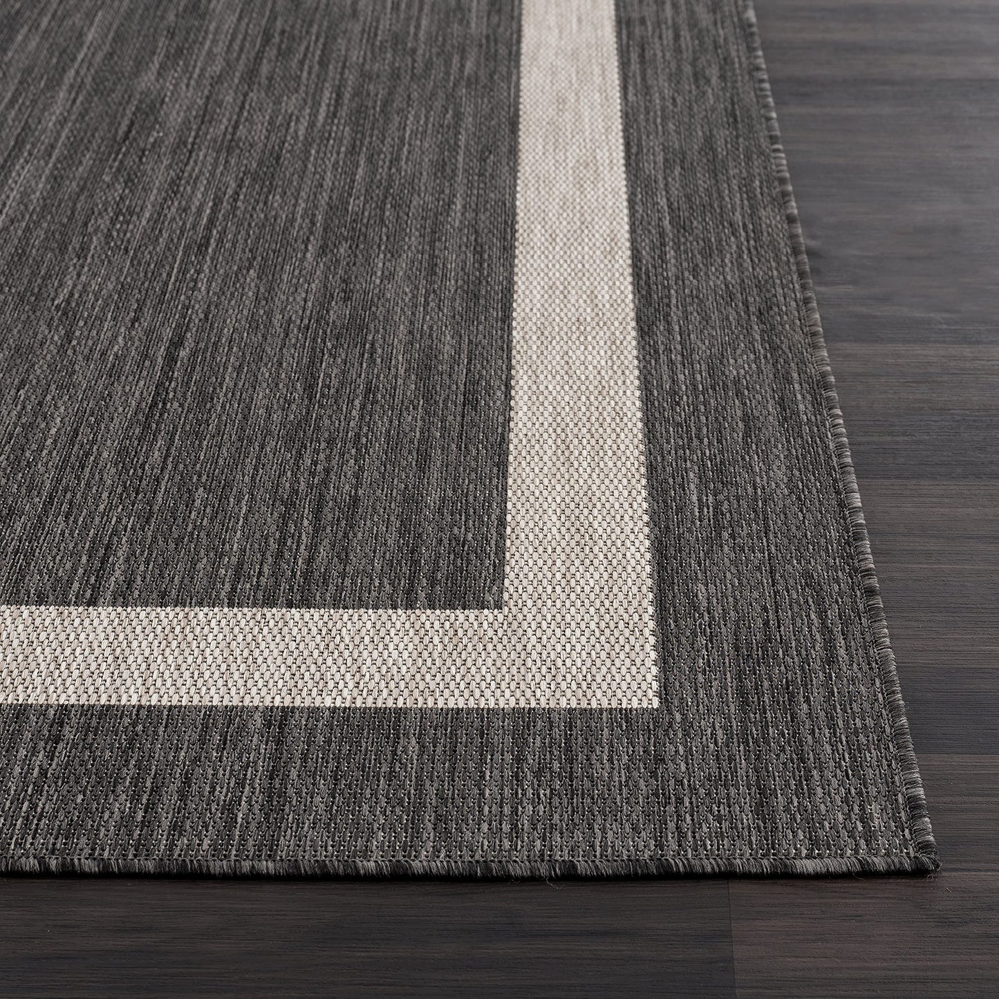 CAMILSON Outdoor Rug 9x12, Large Modern Outside Rugs for Patios Porches Waterproof Durable Washable Non-Shedding, Easy-to-Clean Indoor Outdoor Area Carpet (9 x 12, Bordered - Dark Gray/Light Gray)