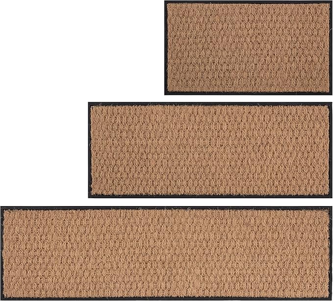 Anji Mountain AMB0BT4F-001 Black Rubber Boot/Shoe Tray with Coir, Fits 4 Pair (46.5" Wide), Tan Insert