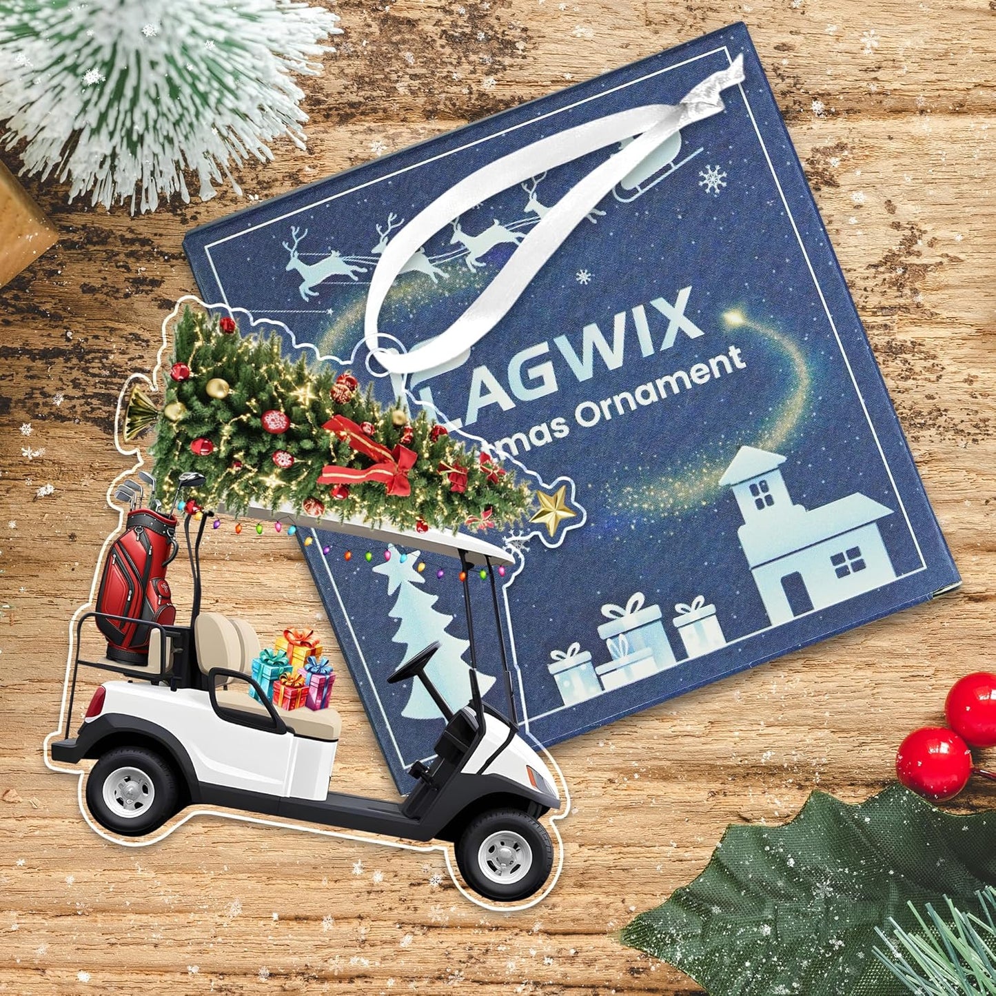 FLAGWIX Christmas Golf Gifts for Men Women - Acrylic Golf Christmas Ornaments 2025 for Tree Decorations - Golfing Gifts for Golfers Men, Sports Ornaments for Tree, Gift for Golfers Friend