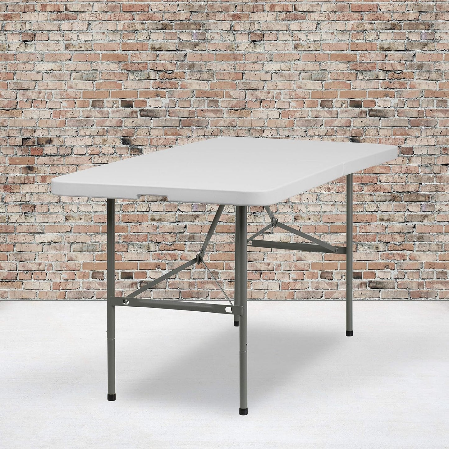 Flash Furniture Elon Commercial Grade 5-Foot Bi-Fold Granite White Plastic Folding Table