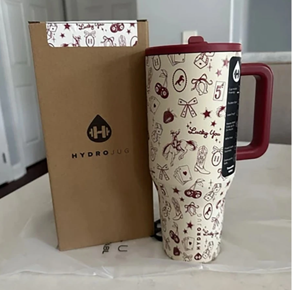 NEW HydroJug Traveler - 40 Oz Water Bottle With Handle & Flip Straw - Fits In Cup Holder, Leak Resistant Tumbler