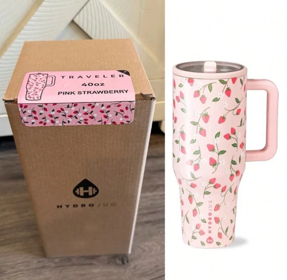 NEW HydroJug Traveler -  40 Oz Water Bottle With Handle & Flip Straw - Fits In Cup Holder, Leak Resistant Tumbler