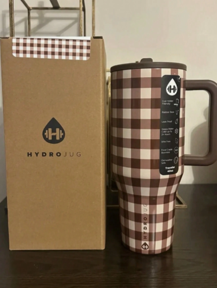 NEW HydroJug Traveler - 40 Oz Water Bottle With Handle & Flip Straw - Fits In Cup Holder, Leak Resistant Tumbler
