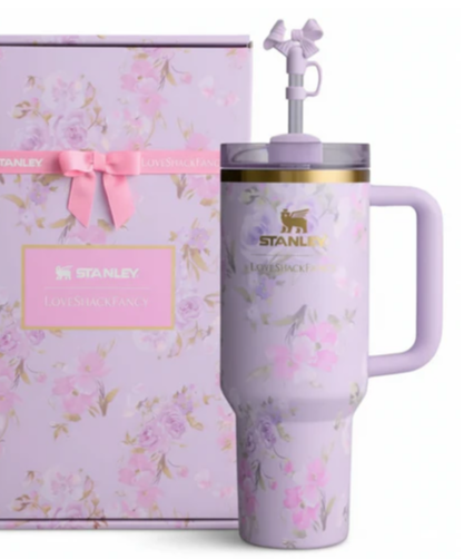 Stanly L.O.V.E.Shack Purple 40 Oz Double-Wall Vacuum Insulated Stainless Steel Tumbler With Handle & Straw Hot Cold Drink Cup Gift Box Pack For Travel Home Office Christmas Birthday Valentine's Day Gifts