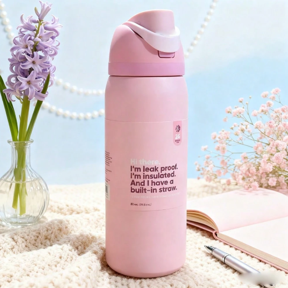 OwaIa All Pink Aquarius Bottle, With A Capacity Of 32 Oz (945 Ml), Can Retain Heat For Up To 24 H. It Can Keep Both Hot And Cold Beverages Warm, Suitable For Brewing Coffee And Making Iced Drinks