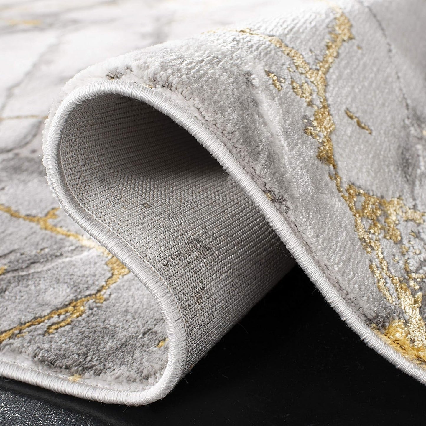 Craft Collection Area Rug - 8' X 10', Grey & Gold, Modern Abstract Design, Non-Shedding & Easy Care, Ideal for High Traffic Areas in Living Room, Bedroom (CFT877F)