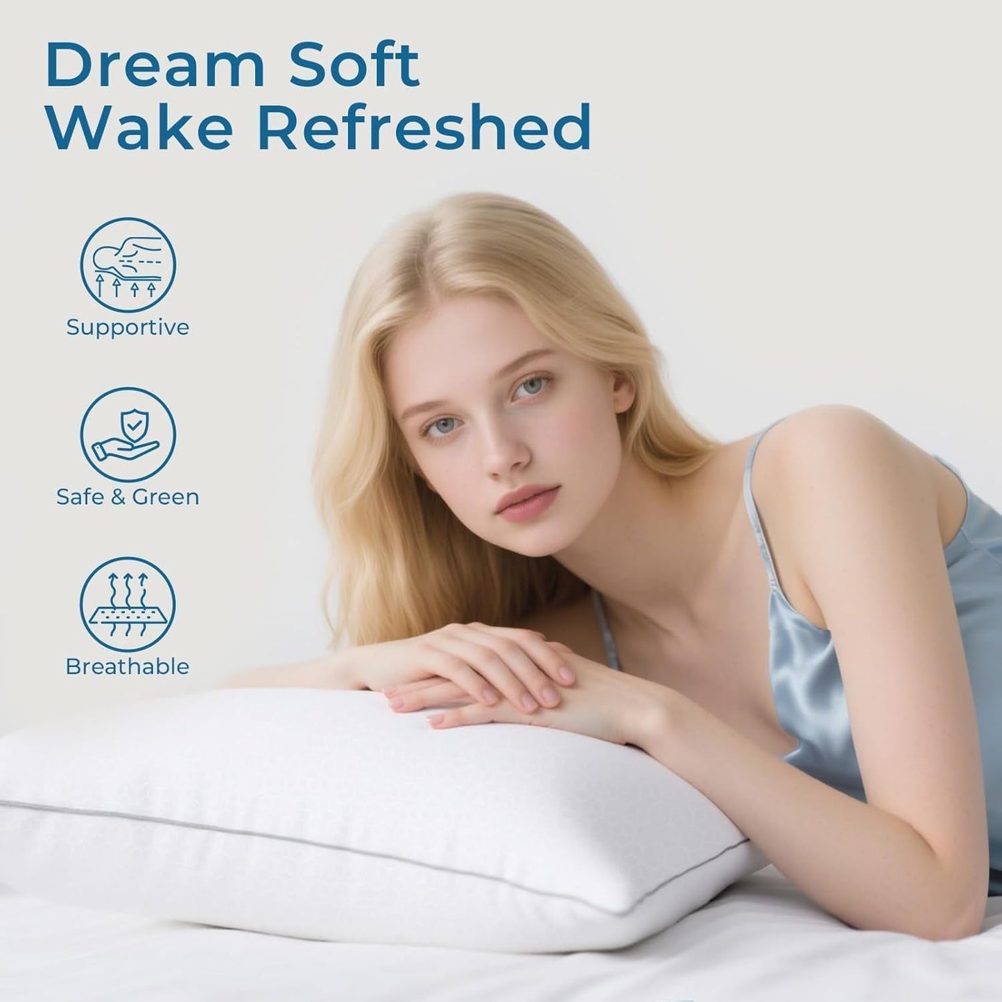 King Size Pillows Set of 2, Bed Pillows for Side, Back, and Stomach Sleepers - Oeko-Tex Certified Supportive down Alternative Plump Filling - Hotel Quality and Machine Washable, 2 Pack