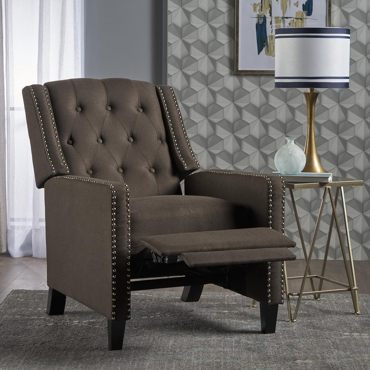 Push Back Recliner Modern High Back Accent Chair for Living Room