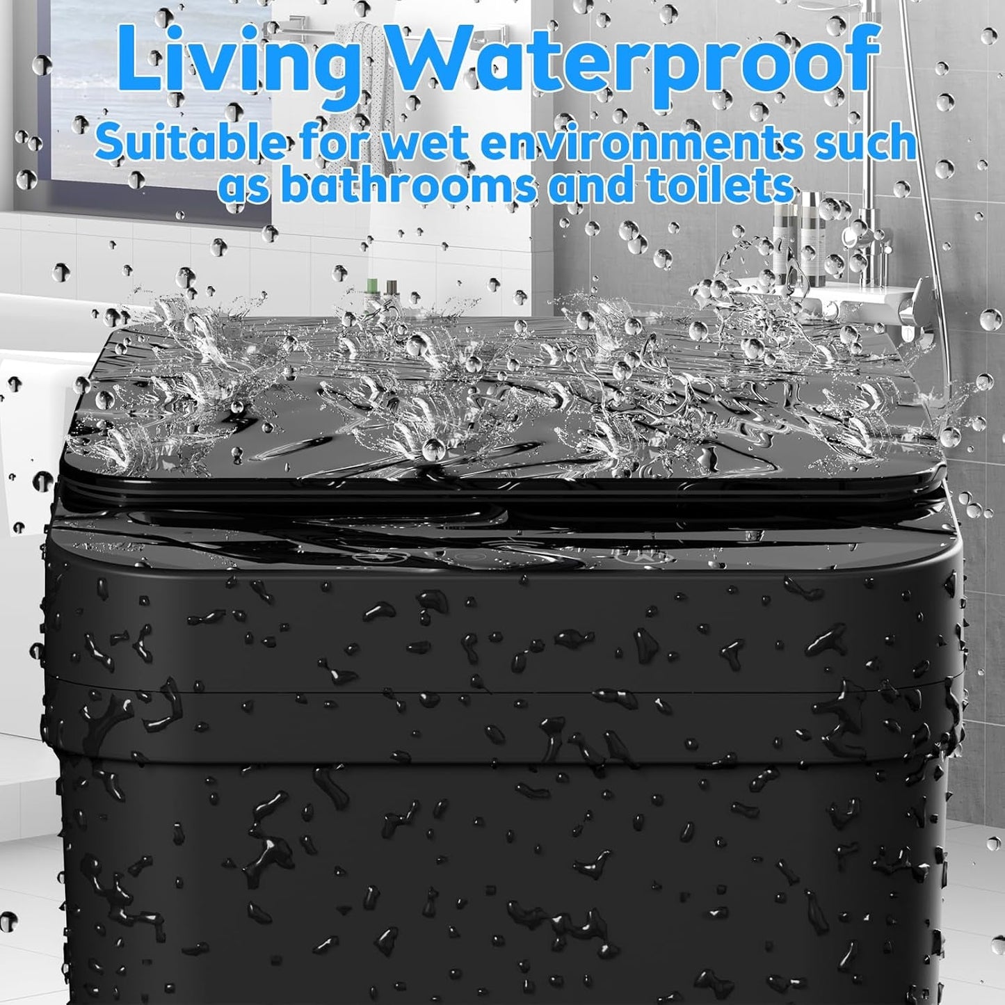 Bathroom Trash Can with Lid,  2 Pack 2.2 Gallon Automatic Touchless Garbage Can, Small Motion Sensor Smart Trash Can, Slim Waterproof Trash Bin for Bedroom, Bathroom, Office, Living Room (Black)