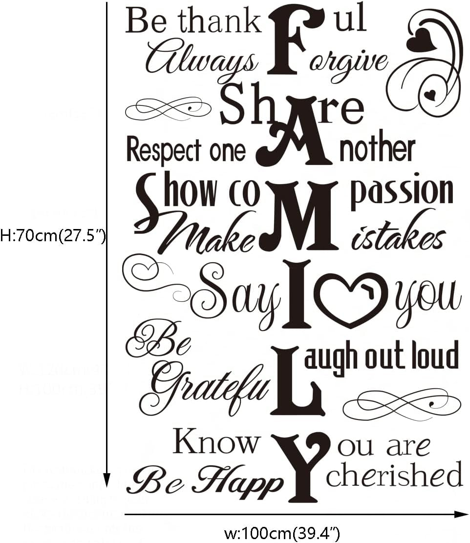 Family Saying Wall Art Stickers Inspirational Quotes Wall Decals Living Room Bedroom Home Decor