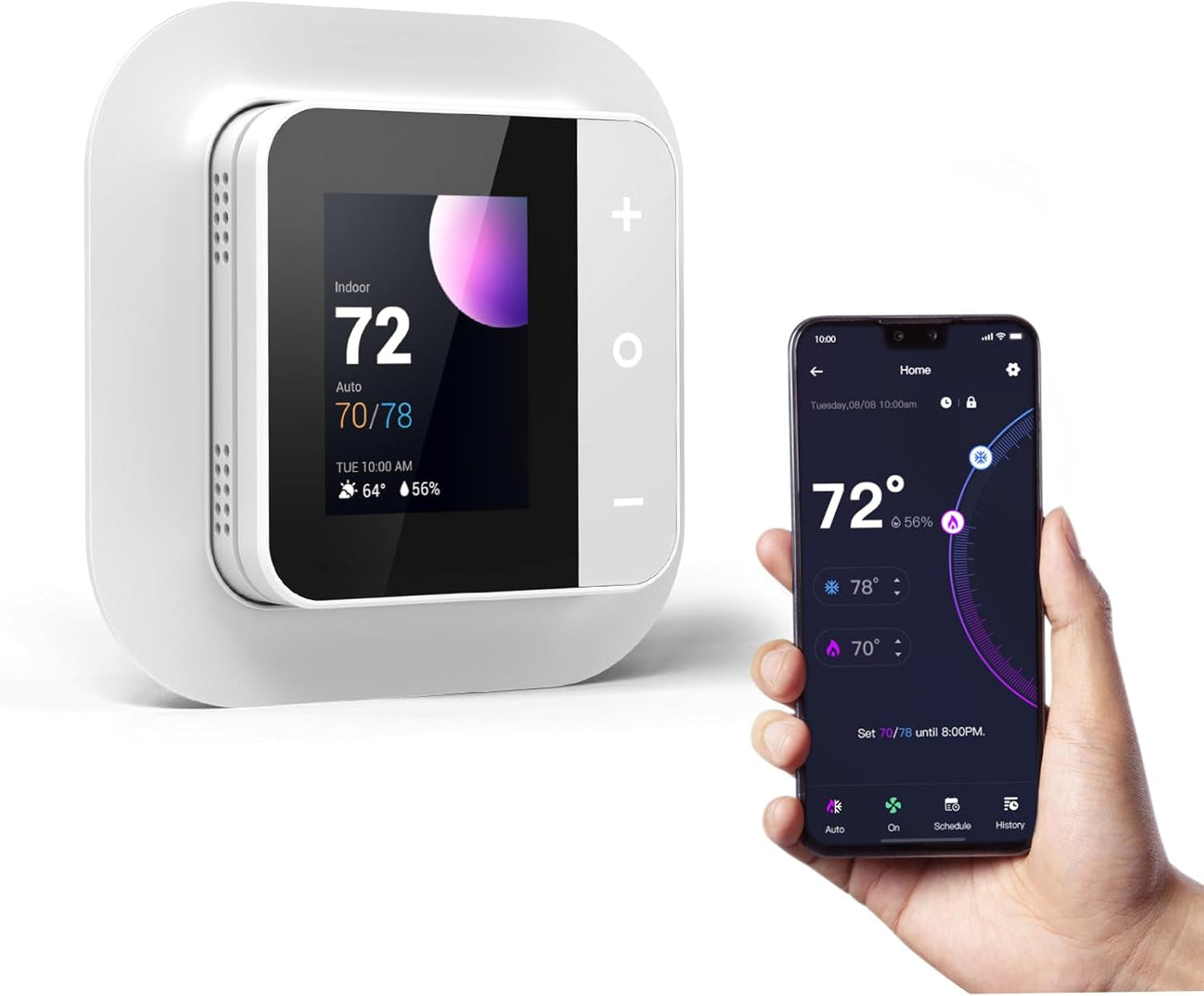 Smart Thermostat for House, Wifi Thermostats for Home Compatible with Alexa and Google Assistant, 7Day X 8Period Programmable, Energy Star Certified, C-Wire Required