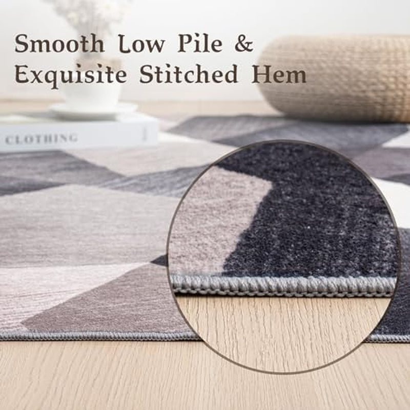 Washable Modern Area Rug - Geometric Style 9X12 Rugs for Living Room, Bedroom, Machine Washable Rug Soft Non Slip Non Shedding Area Rug - Green, 9'X12'