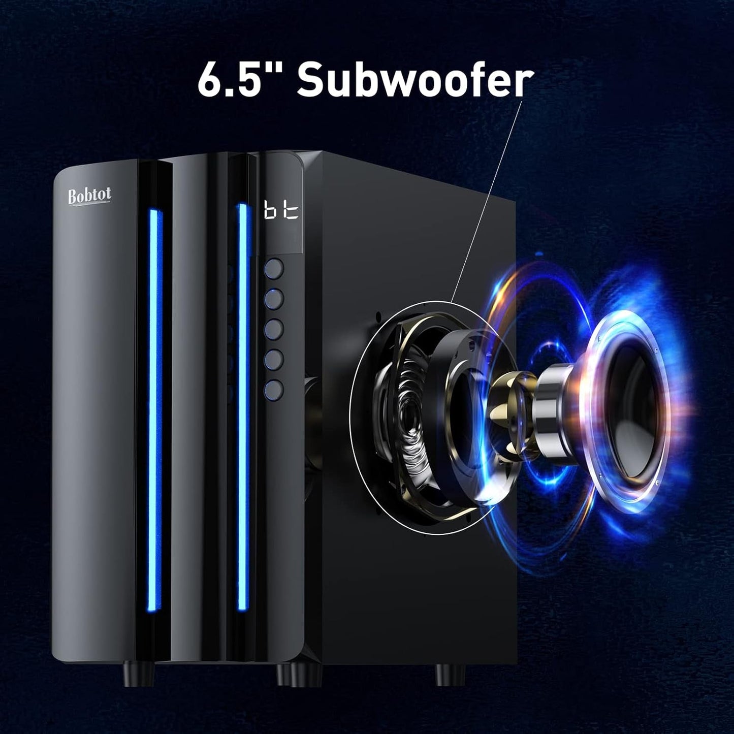Surround Sound Systems Home Theater System - 800 Watts Peak Power 6.5" Subwoofer 5.1/2.1 Wired Stereo Speakers Strong Bass with HDMI ARC Optical AUX Bluetooth Input