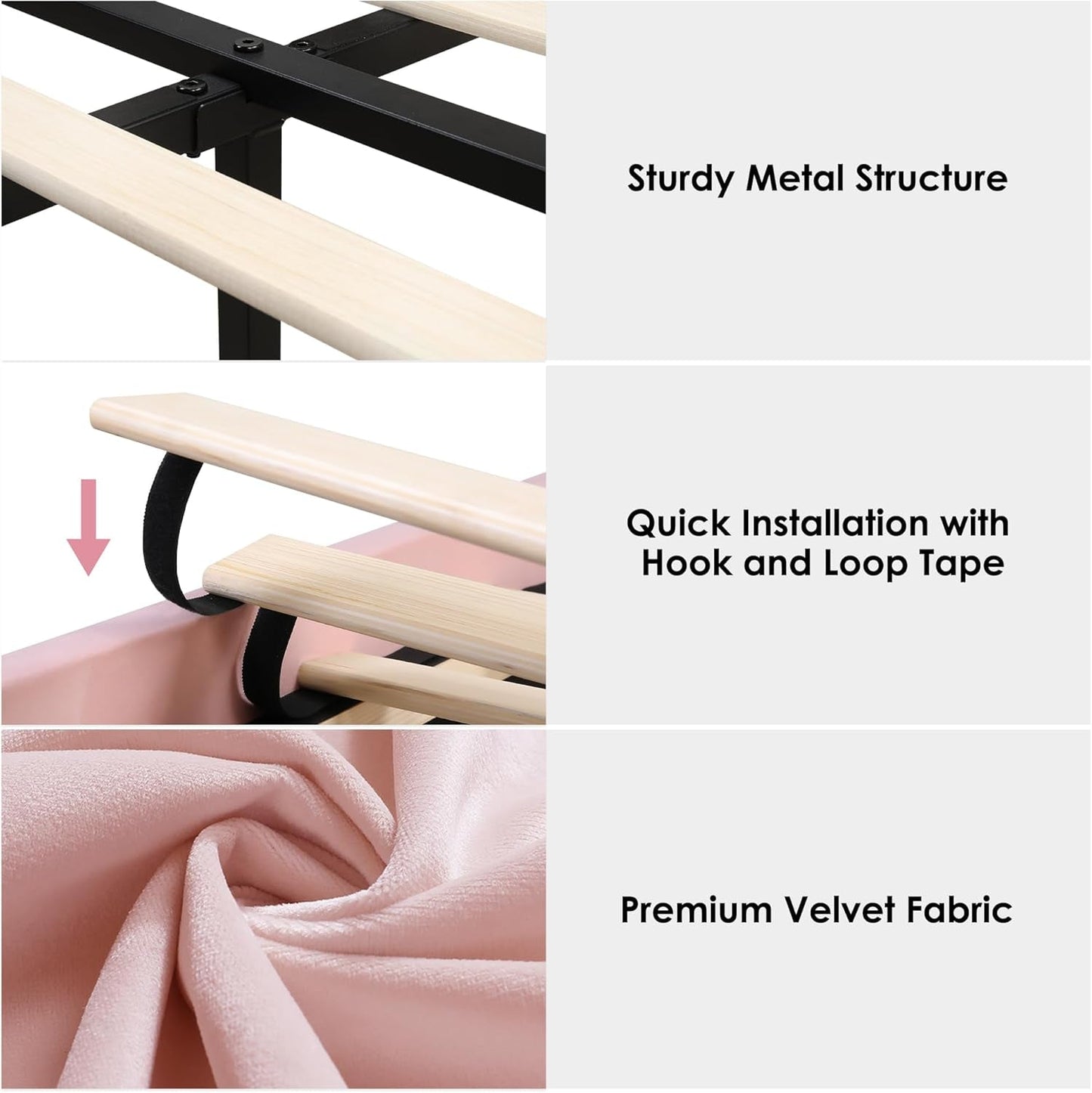 Queen Led Car Bed Frame with Wheels Decor & Adjustable Curved Headboard Modern Upholstered Platform Bed with Detachable Pillows Solid Wooden Slats Support No Box Spring Needed, Velvet Pink