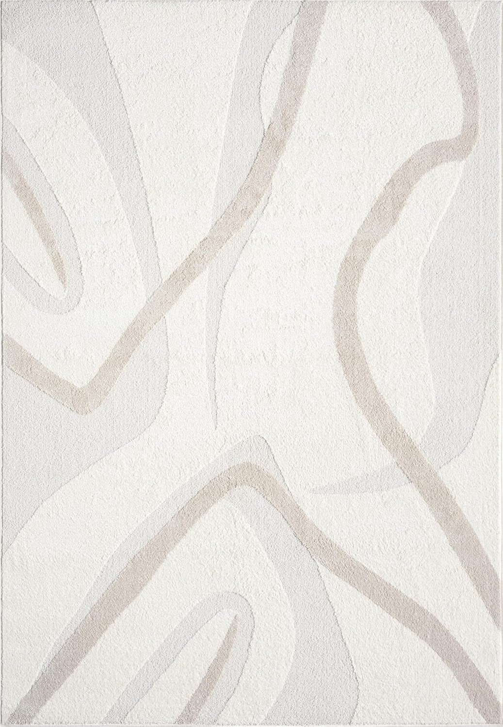 Nomad Cream & Beige Area Rug 6' X 9' for Living Room, Bedroom - Chic Abstract Pattern - Durable & Easy to Clean