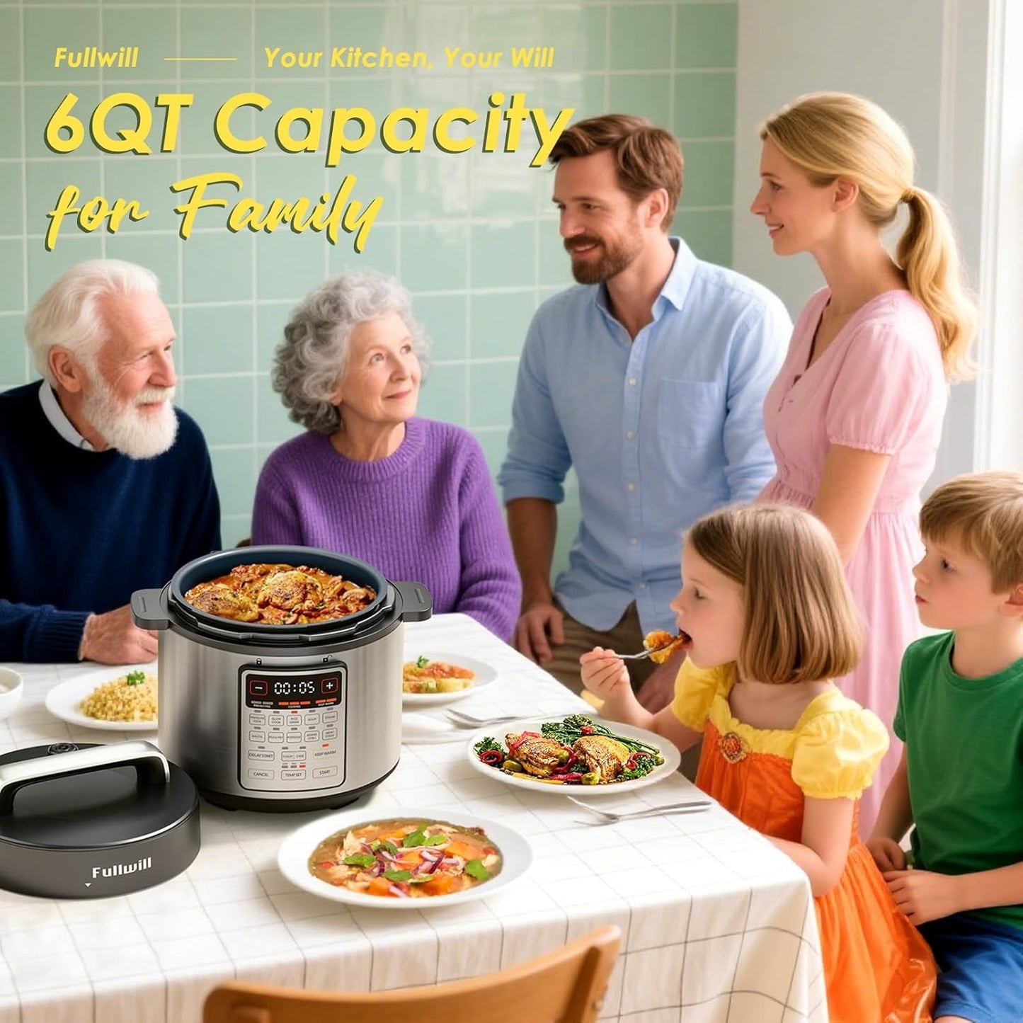 9-In-1 Electric Pressure Cooker(2025 Upgraded), 12 Presets Instant Multi Cooker, Olla De Presion Nonstick Pot 6 Quarts