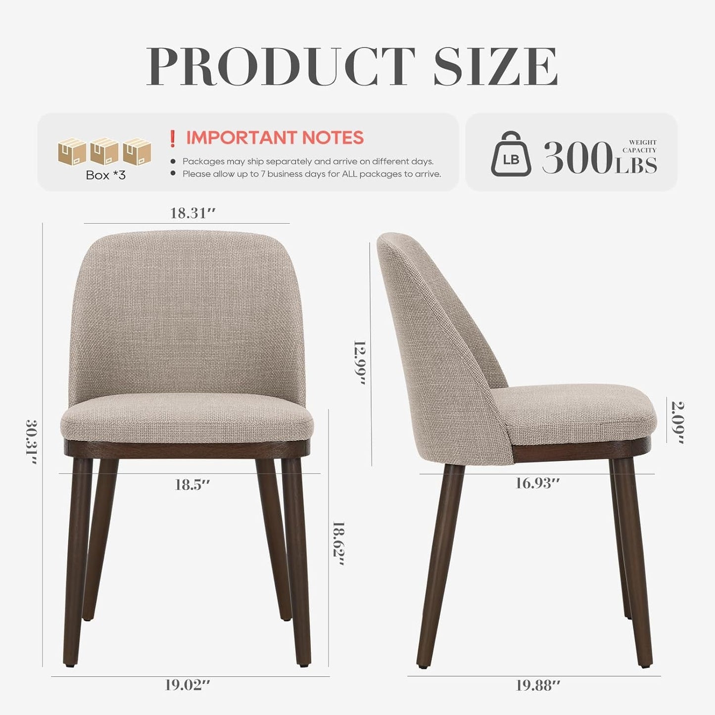 Upholstered Dining Chairs Set of 6, Modern Kitchen Chairs with Back, Fabric Side Dining Room Chairs with Wood Legs for Kitchen Dining Room Restaurant, Camel