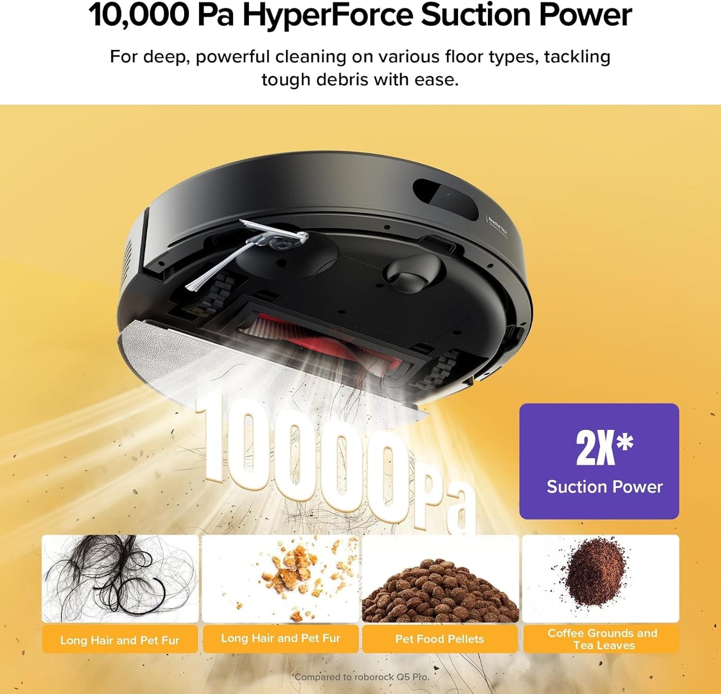 Q7 M5+ Robot Vacuum and Mop, Upgraded from Q5 Max+, up to 7-9 Weeks Self-Empty, 10000Pa Suction, Dual Anti-Tangle System for Pet Hair & Carpet, Precisense Lidar Navigation, App Control, Black