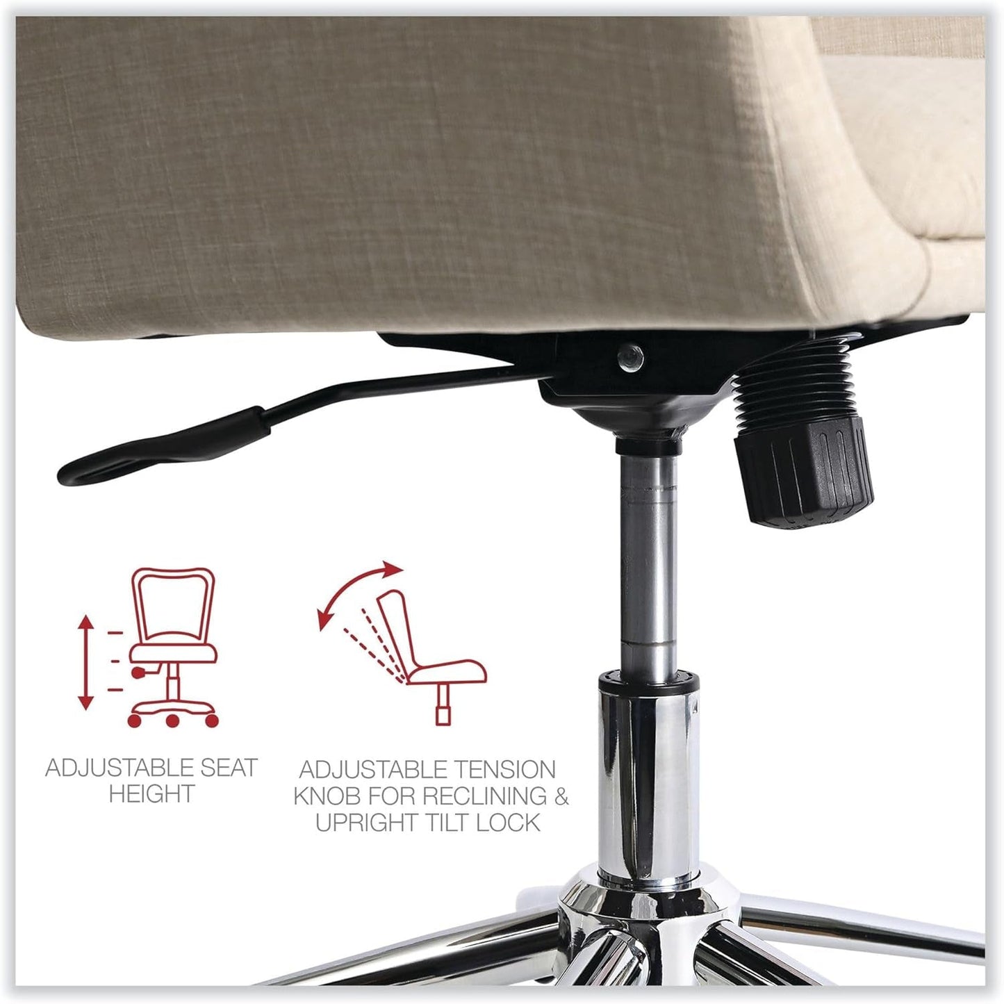 Office Chair - Workspace by  Mid-Century Task Chair, Supports up to 275 Lb, 18.9" to 22.24" Seat Height, Cream Seat, Cream Back