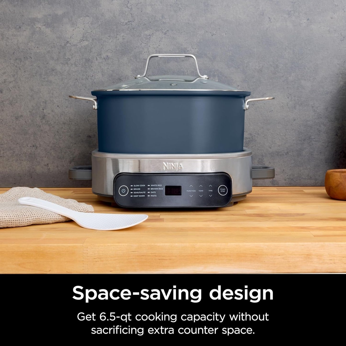 MC1101 Foodi Everyday Possible Cooker Pro, 8-In-1 Versatility, One-Pot Faster Cooking Replaces 10 Tools, Family-Sized Capacity with Adjustable Temp Control, 6.5 Quarts, Midnight Blue
